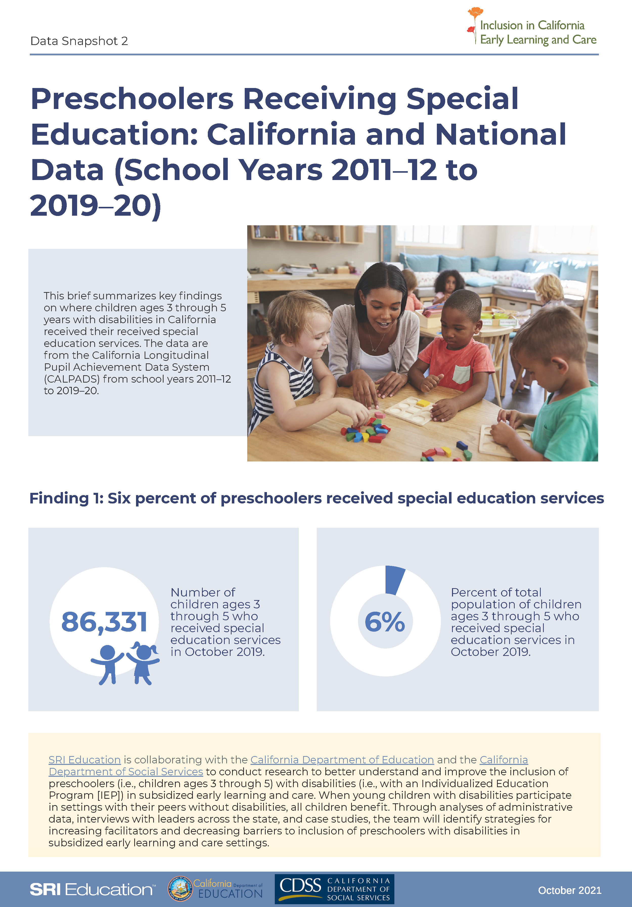Data Snapshot 2: Preschoolers Receiving Special Education: California and National Data thumbnail